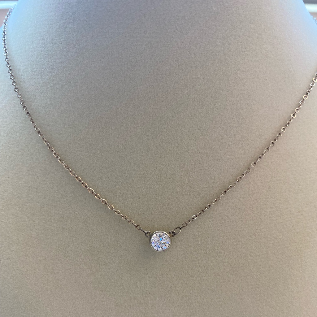 Miranda Frye Stephanie Bezel Solitaire Necklace Sterling Silver
